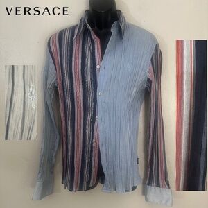Versace Jeans Couture Accordion Stretch Gauze Shirt Large Gently worn 83% cotton